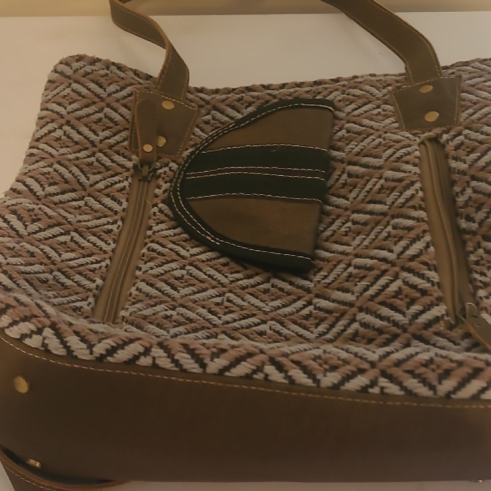Myra Brown and Cream Patterned Women's Bag